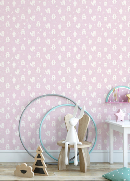 Chesapeake Bitsy Pink Woodland Wallpaper, 20.9-in by 33-ft