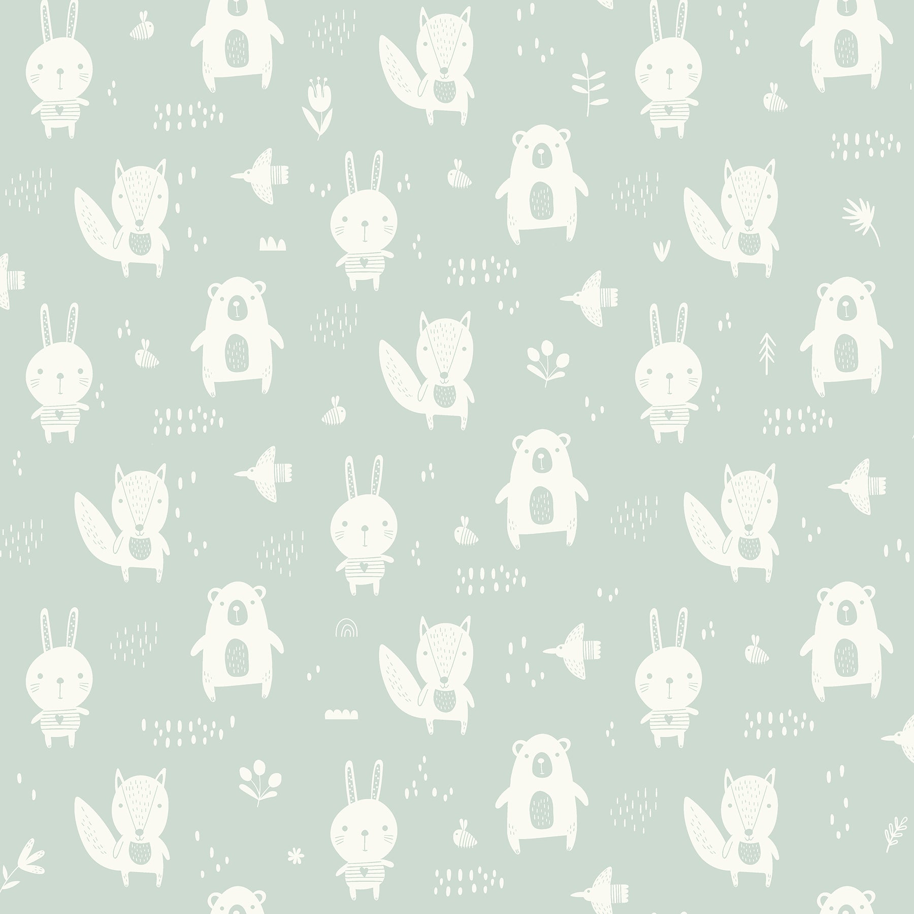 Chesapeake Bitsy Mint Woodland Wallpaper, 20.9-in by 33-ft