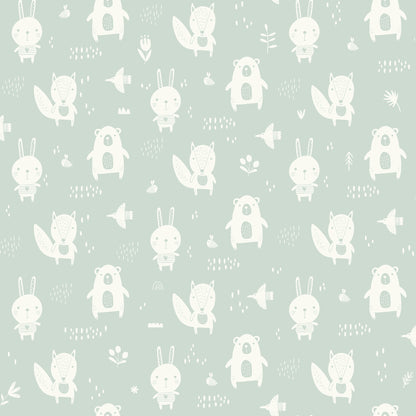 Chesapeake Bitsy Mint Woodland Wallpaper, 20.9-in by 33-ft