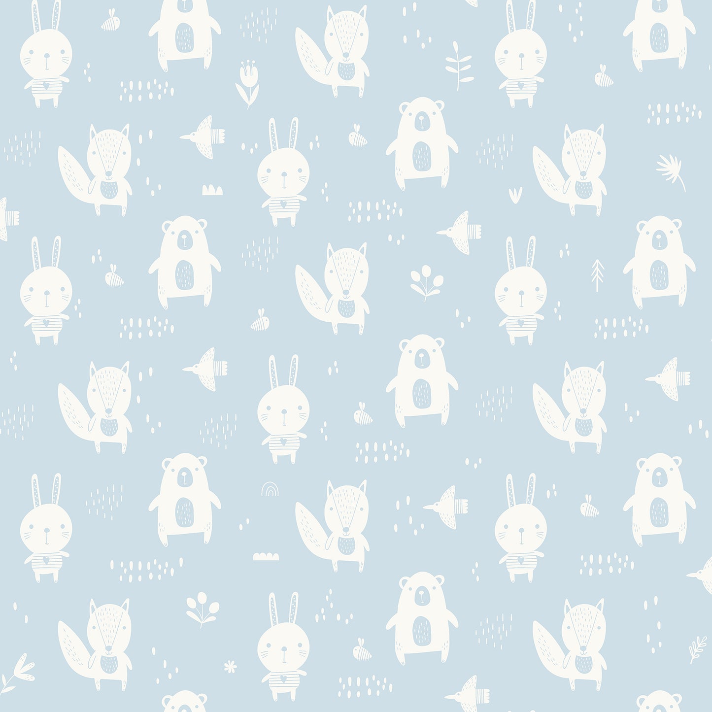 Chesapeake Bitsy Sky Blue Woodland Wallpaper, 20.9-in by 33-ft