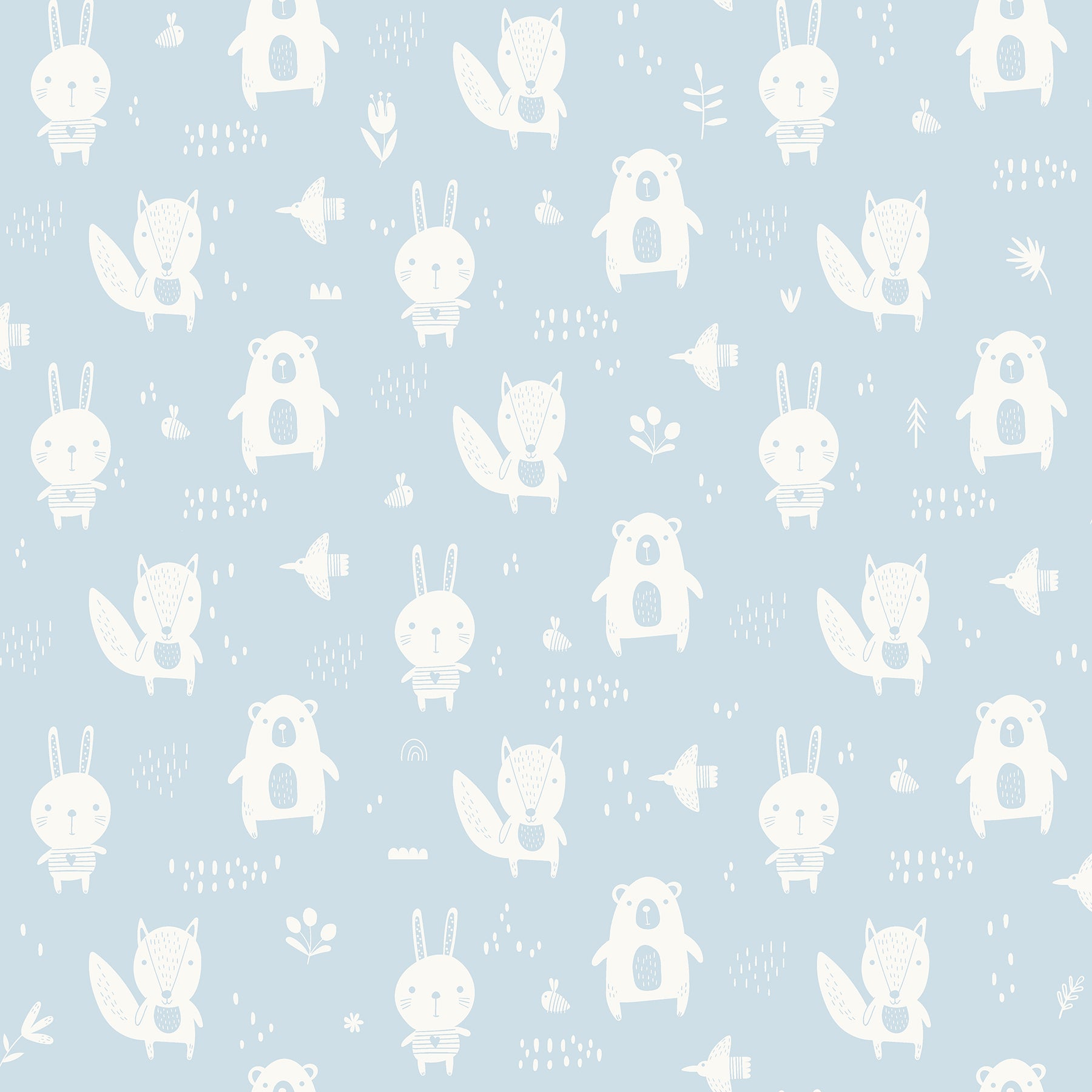 Chesapeake Bitsy Sky Blue Woodland Wallpaper, 20.9-in by 33-ft