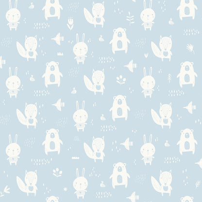 Chesapeake Bitsy Sky Blue Woodland Wallpaper, 20.9-in by 33-ft