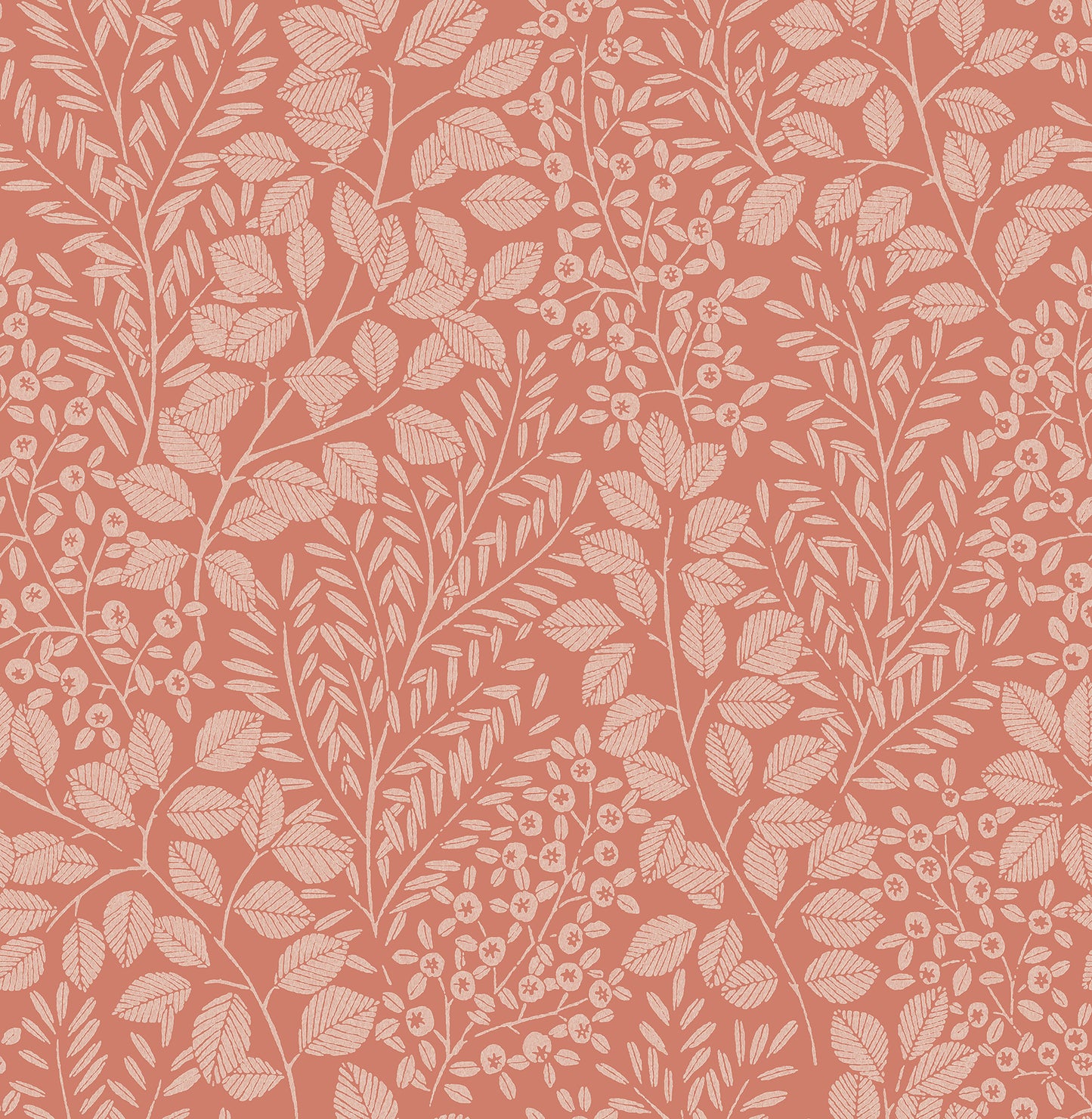 A-Street Prints Elin Coral Berry Botanical Wallpaper, 20.5-in by 33-ft