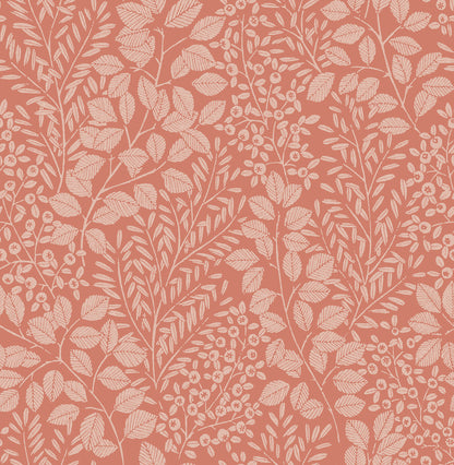 A-Street Prints Elin Coral Berry Botanical Wallpaper, 20.5-in by 33-ft