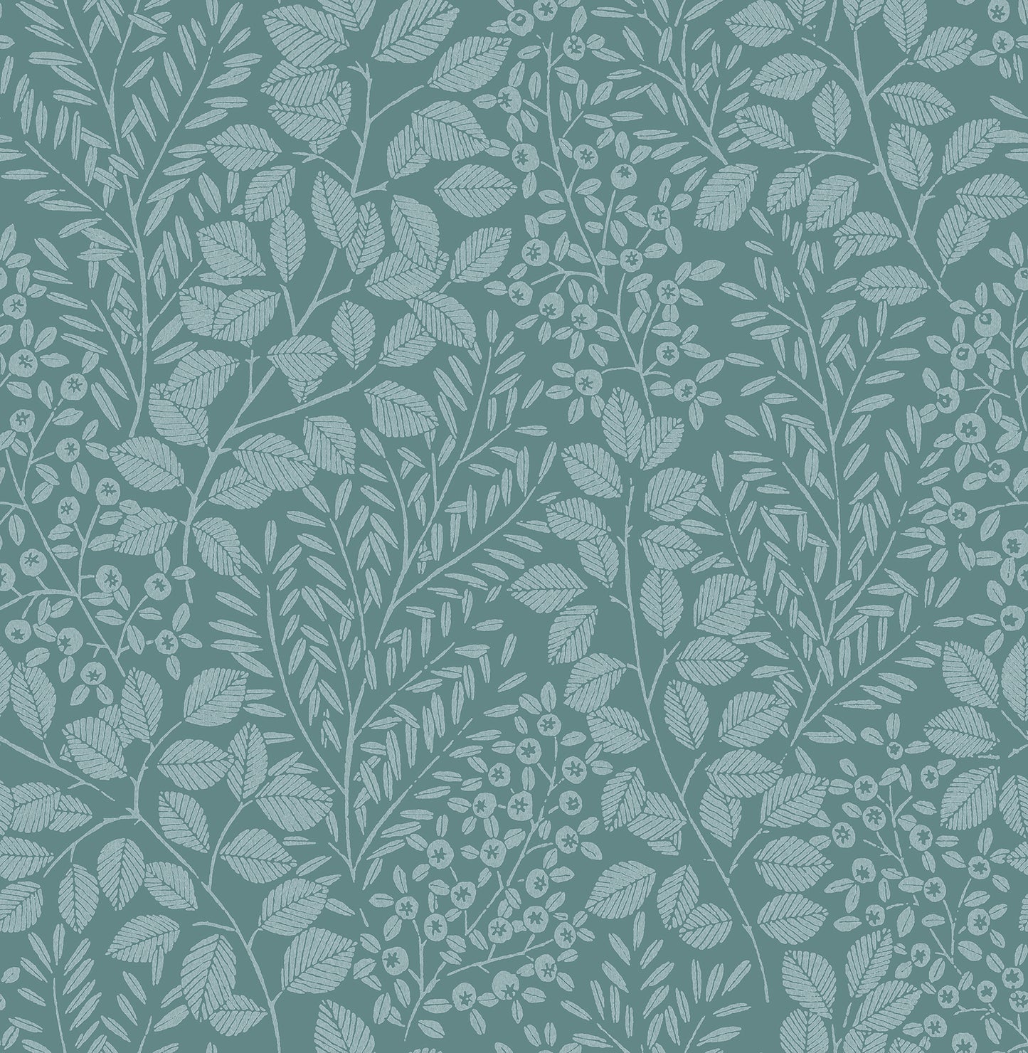 A-Street Prints Elin Sky Blue Berry Botanical Wallpaper, 20.5-in by 33-ft