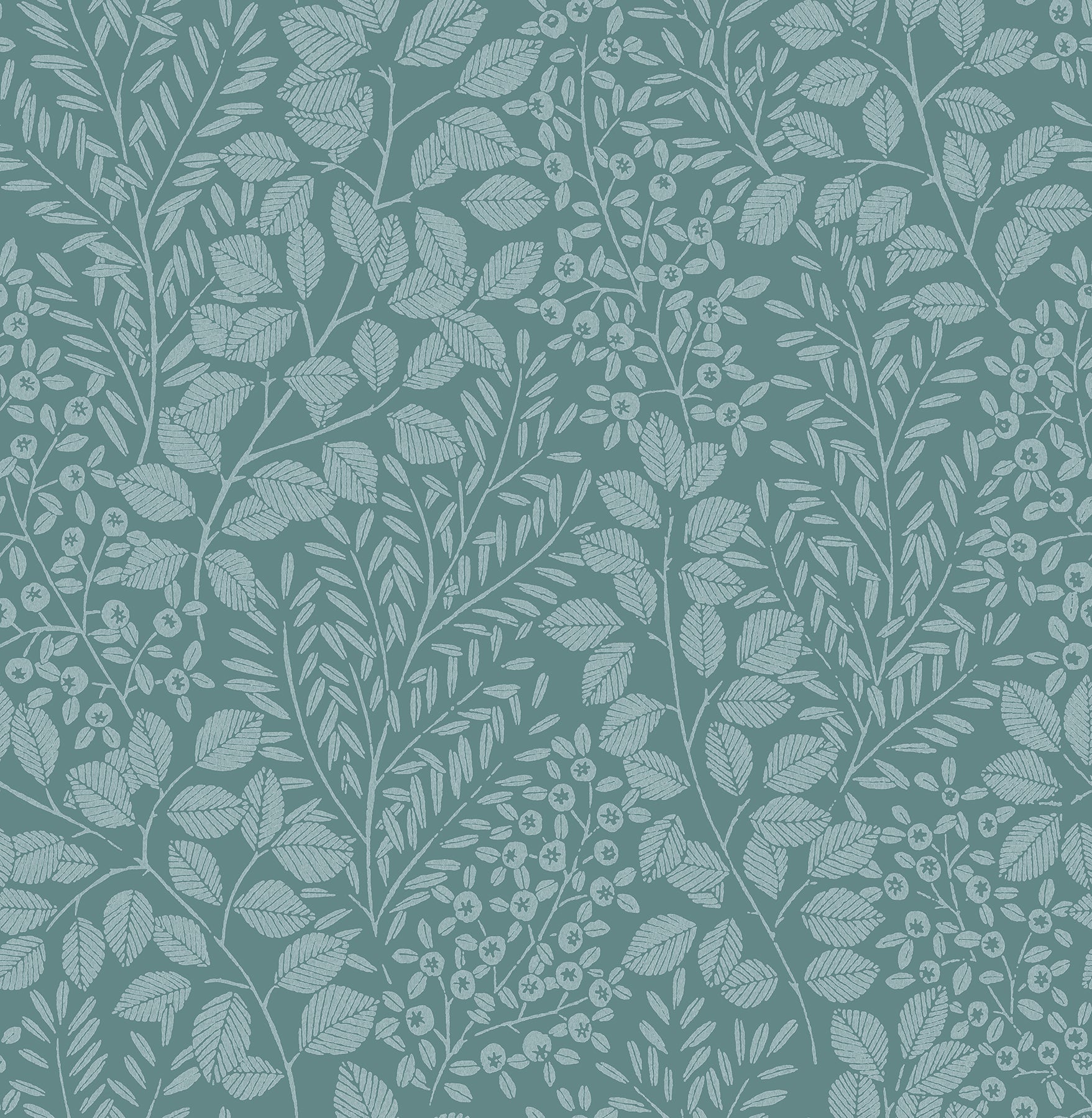 A-Street Prints Elin Sky Blue Berry Botanical Wallpaper, 20.5-in by 33-ft