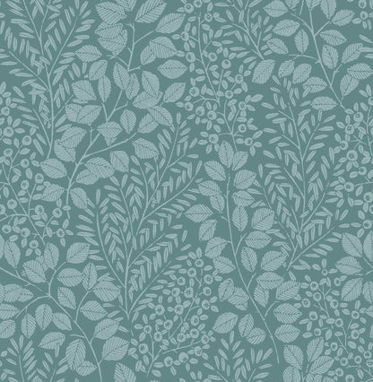 A-Street Prints Elin Sky Blue Berry Botanical Wallpaper, 20.5-in by 33-ft