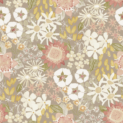 A-Street Prints Karina Neutral Wildflower Garden Wallpaper, 20.5-in by 33-ft