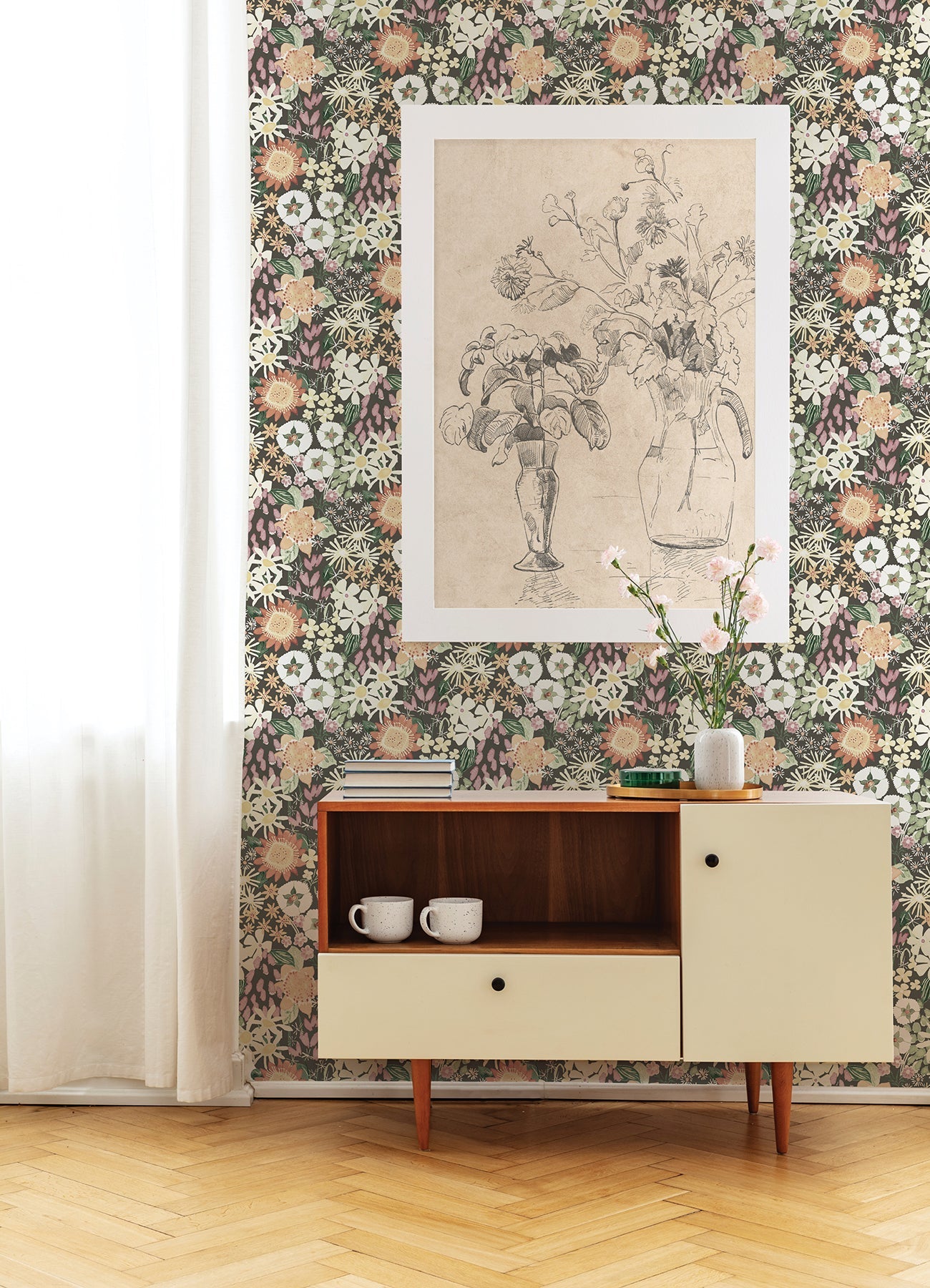 A-Street Prints Karina Raspberry Wildflower Garden Wallpaper, 20.5-in by 33-ft