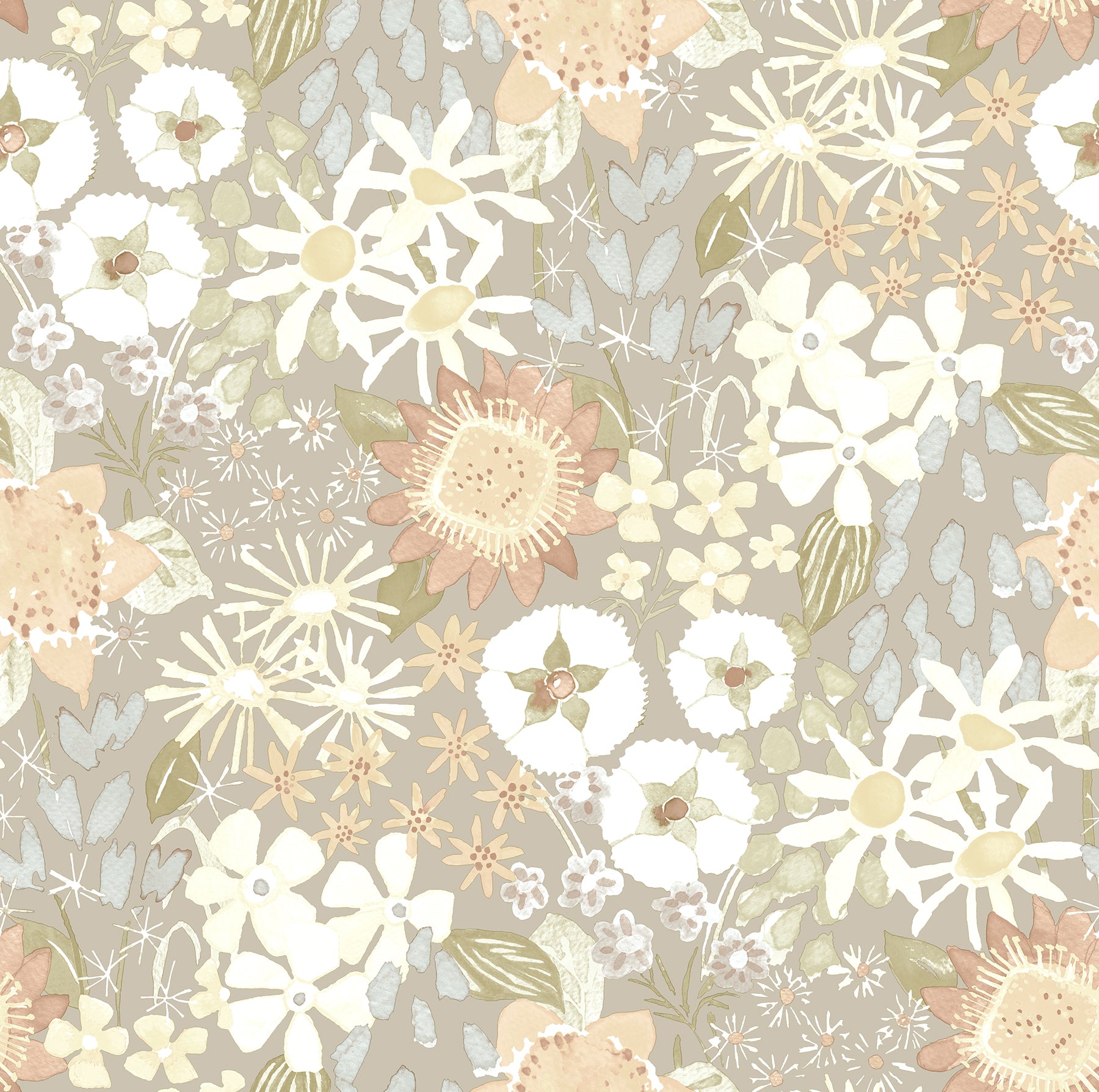 A-Street Prints Karina Pastel Wildflower Garden Wallpaper, 20.5-in by 33-ft