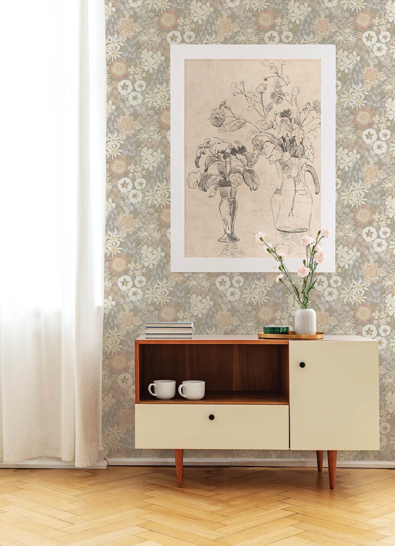 A-Street Prints Karina Pastel Wildflower Garden Wallpaper, 20.5-in by 33-ft