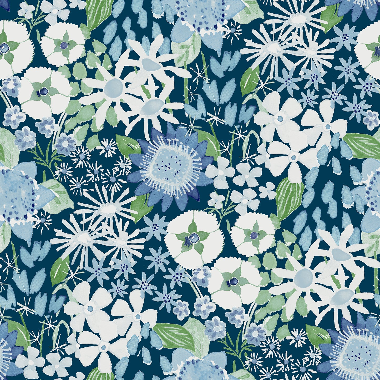 A-Street Prints Karina Blue Wildflower Garden Wallpaper, 20.5-in by 33-ft