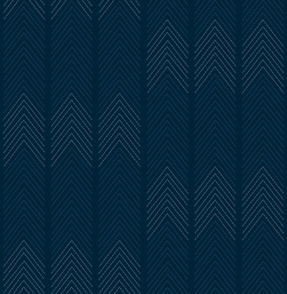 A-Street Prints Nyle Dark Blue Chevron Stripes Wallpaper, 20.5-in by 33-ft