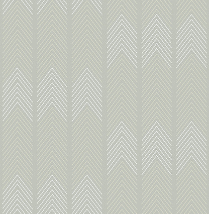 A-Street Prints Nyle Light Grey Chevron Stripes Wallpaper, 20.5-in by 33-ft