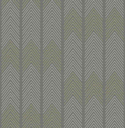 A-Street Prints Nyle Dark Grey Chevron Stripes Wallpaper, 20.5-in by 33-ft