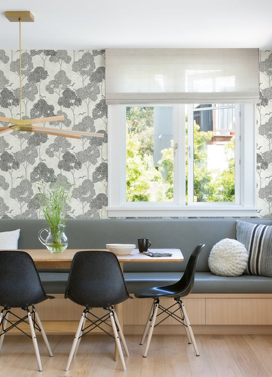 A-Street Prints Lykke Black Textured Tree Wallpaper, 20.5-in by 33-ft