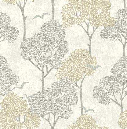 A-Street Prints Lykke Neutral Textured Tree Wallpaper, 20.5-in by 33-ft