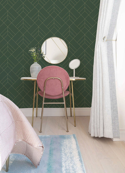 A-Street Prints Sander Evergreen Geometric Wallpaper, 20.5-in by 33-ft