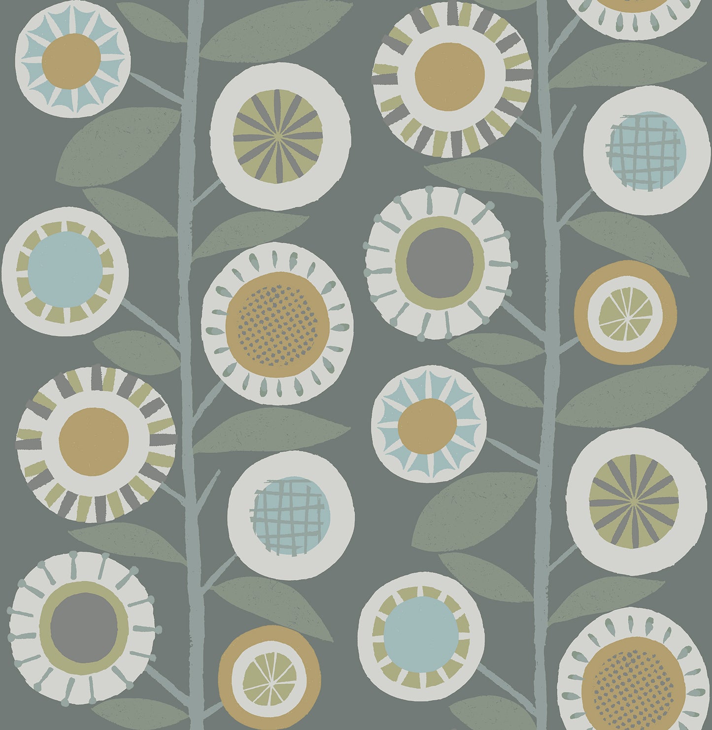 A-Street Prints Sisu Grey Floral Geometric Wallpaper, 20.5-in by 33-ft