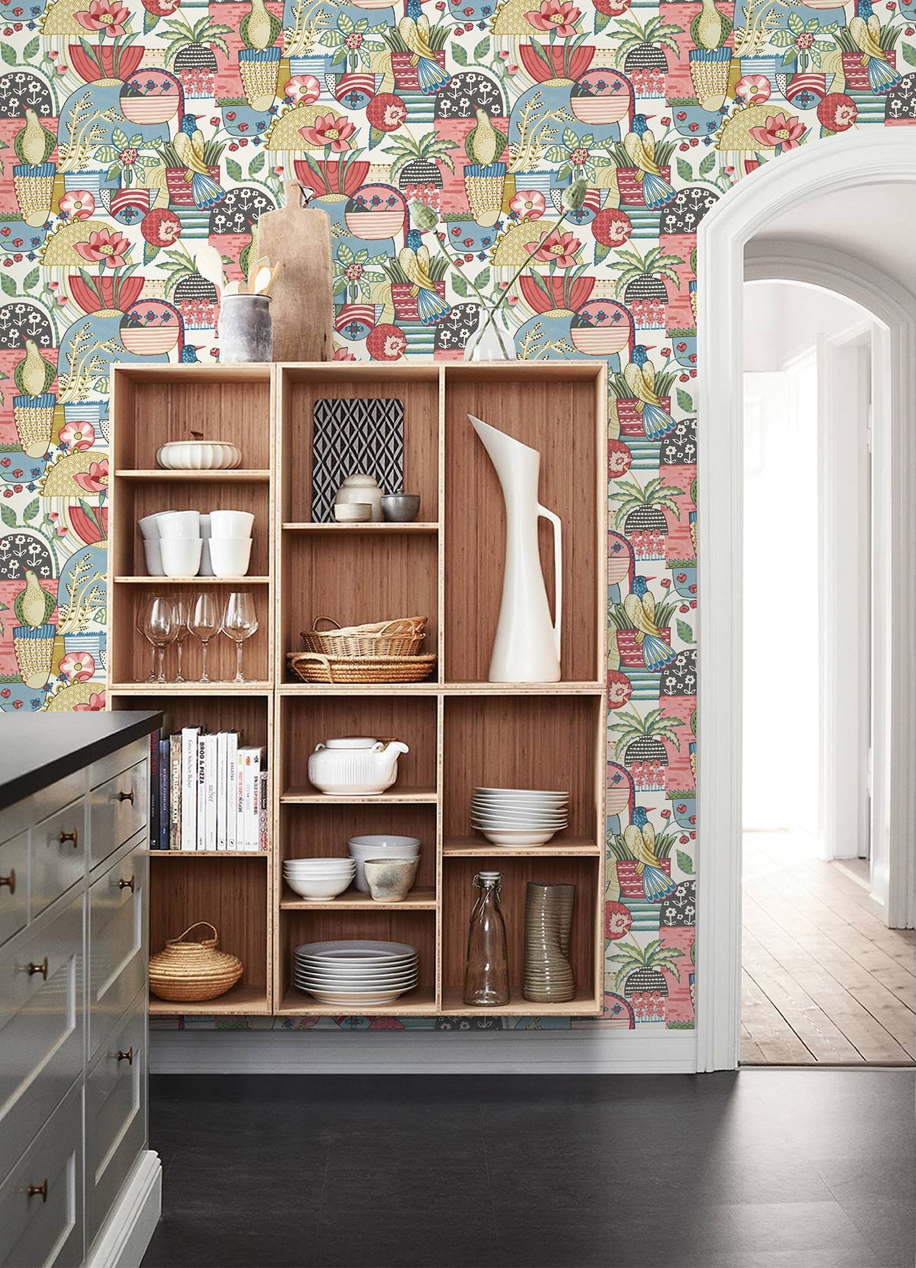 A-Street Prints Fika Rose Blissful Birds & Blooms Wallpaper, 20.5-in by 33-ft