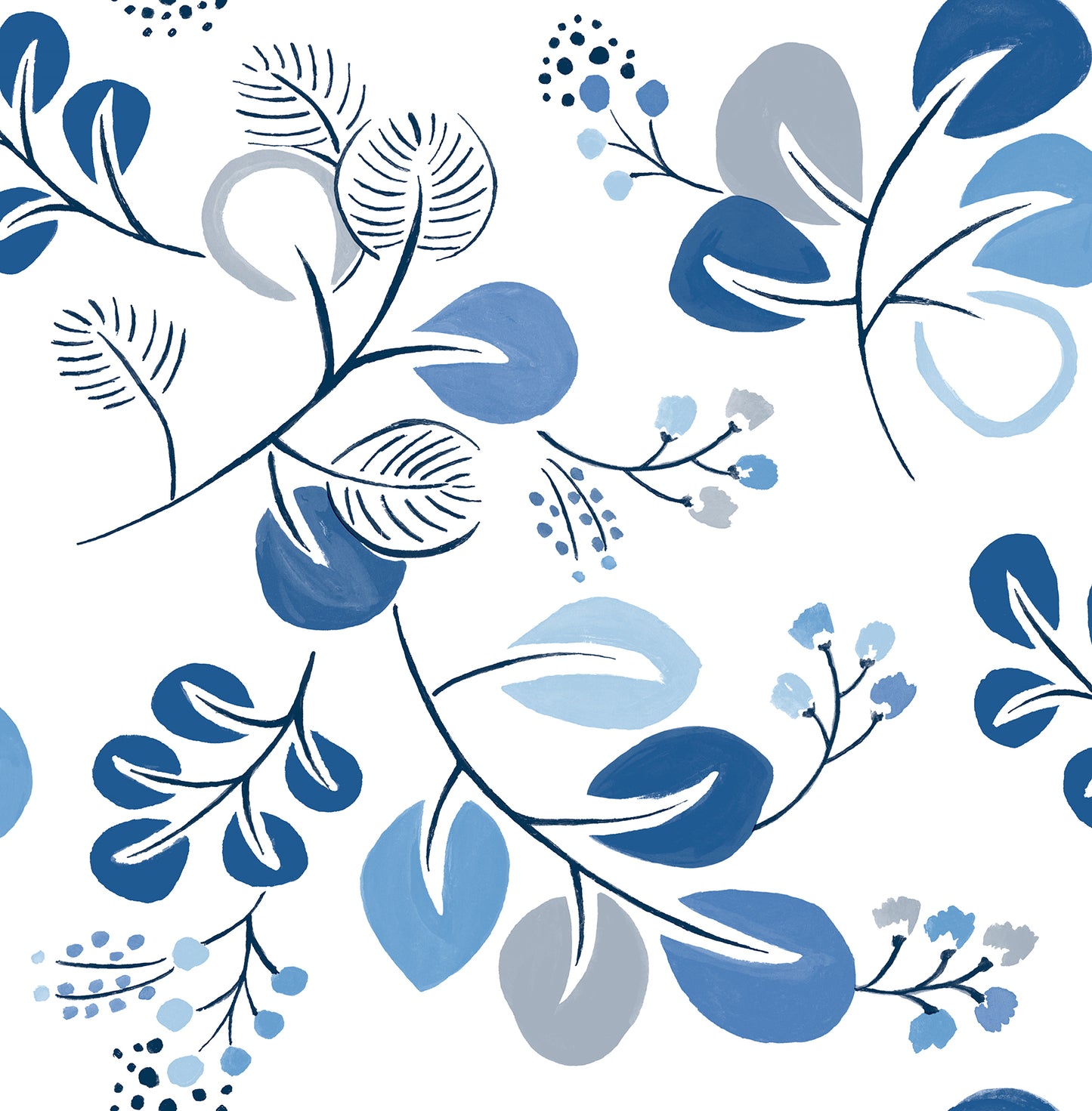 A-Street Prints Jonah Blue Leaf Trail Wallpaper, 20.5-in by 33-ft