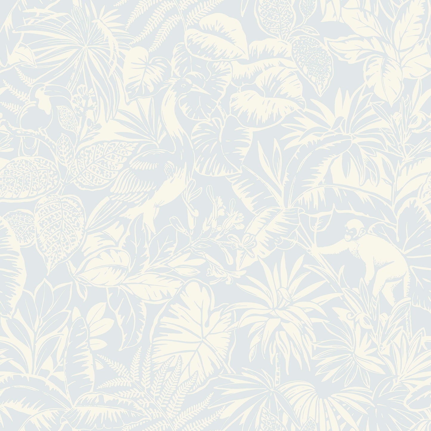 Chesapeake Corcovado Light Blue Jungle Jamboree Wallpaper, 20.5-in by 33-ft