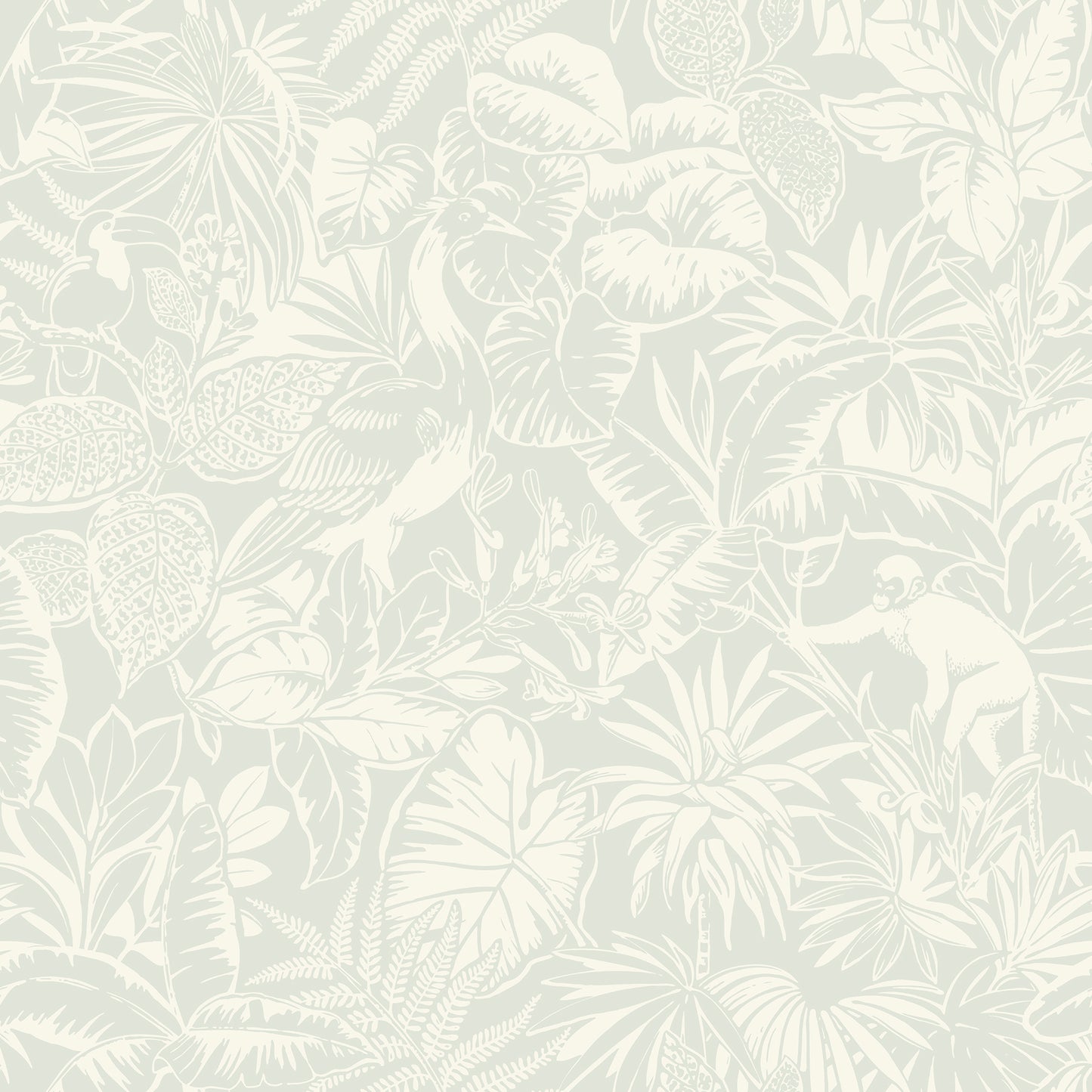 Chesapeake Corcovado Aqua Jungle Jamboree Wallpaper, 20.5-in by 33-ft