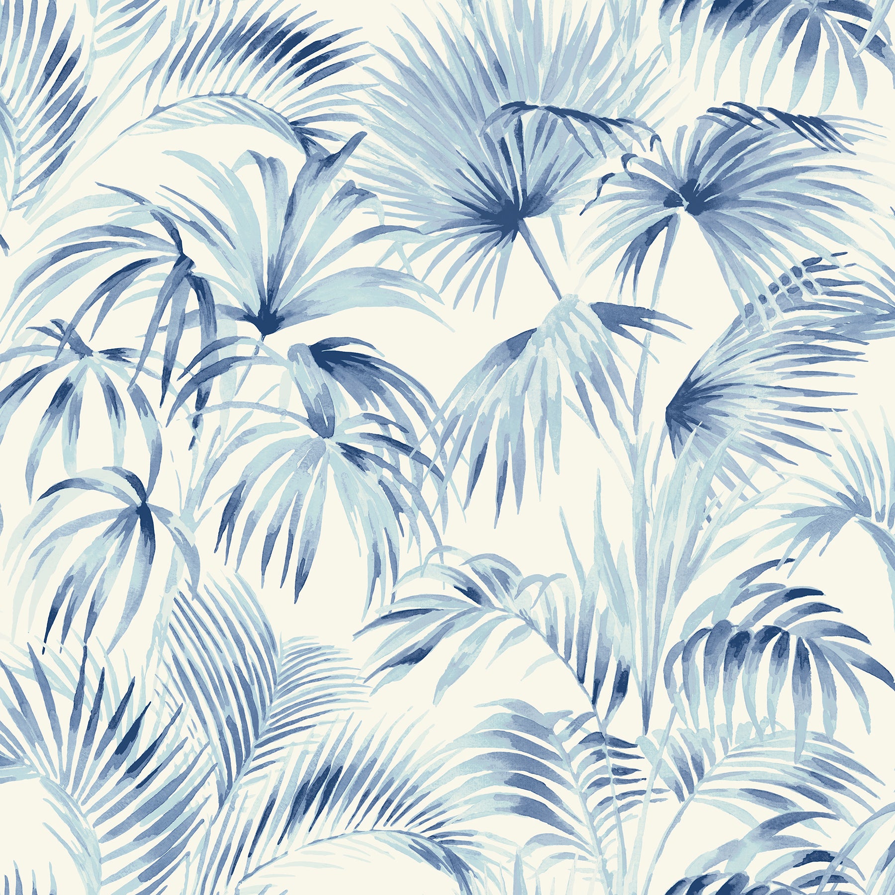 Chesapeake Manaus Blue Palm Frond Wallpaper, 20.5-in by 33-ft