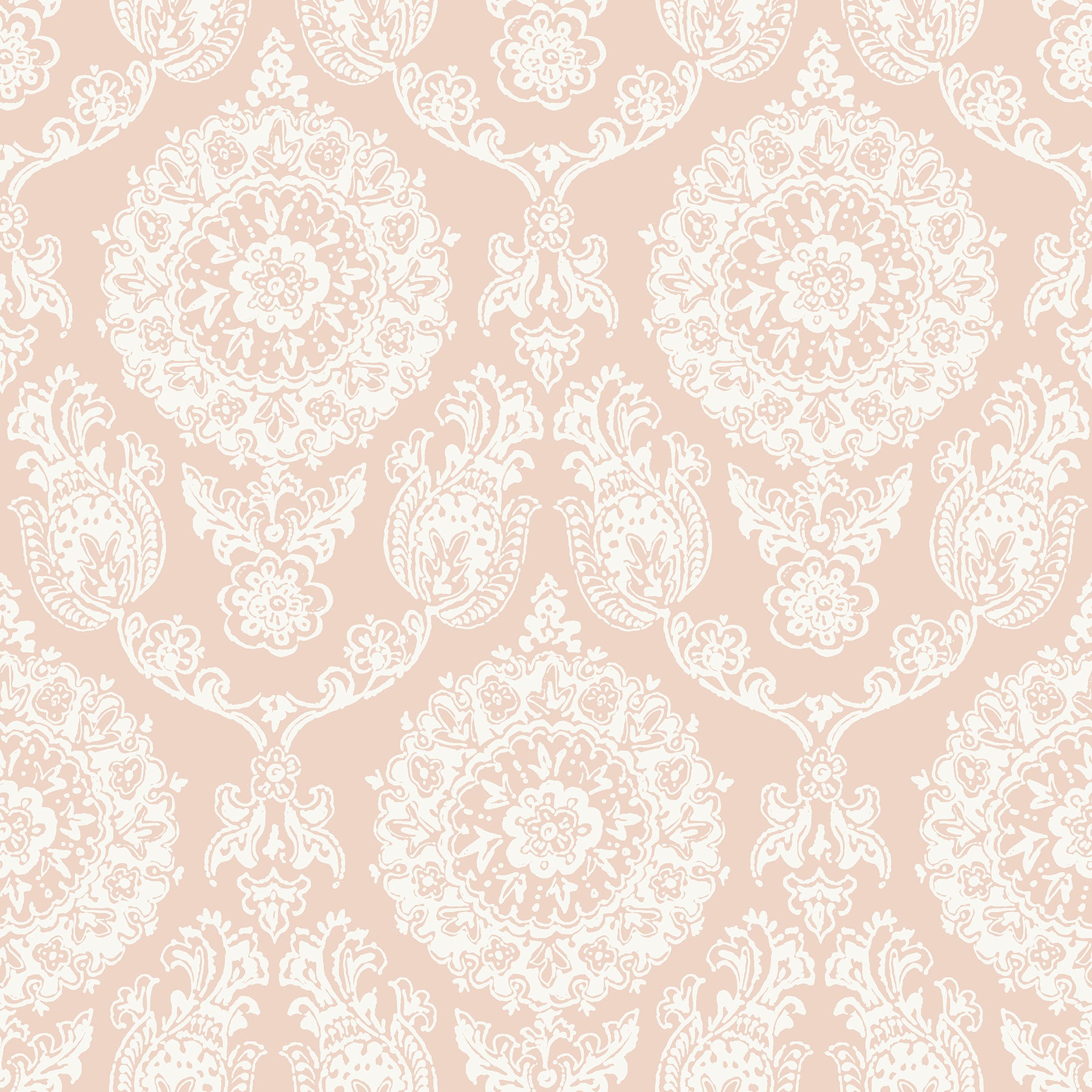 Chesapeake Helm Damask Blush Floral Medallion Wallpaper, 20.5-in by 33-ft