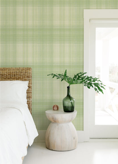 Chesapeake Madras Green Plaid Wallpaper, 20.5-in by 33-ft