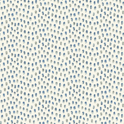 Chesapeake Sand Drips Blue Painted Dots Wallpaper, 20.5-in by 33-ft