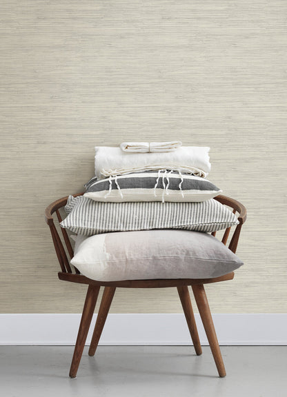 Chesapeake Grassweave Light Grey Imitation Grasscloth Wallpaper, 20.5-in by 33-ft