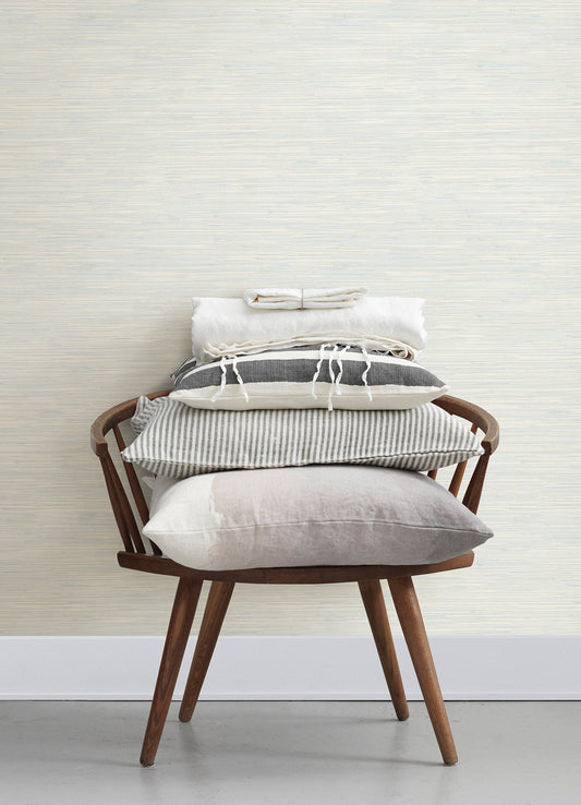 Chesapeake Grassweave Light Blue Imitation Grasscloth Wallpaper, 20.5-in by 33-ft