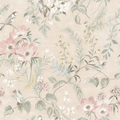 Chesapeake Frederique Blush Bloom Wallpaper, 20.5-in by 33-ft