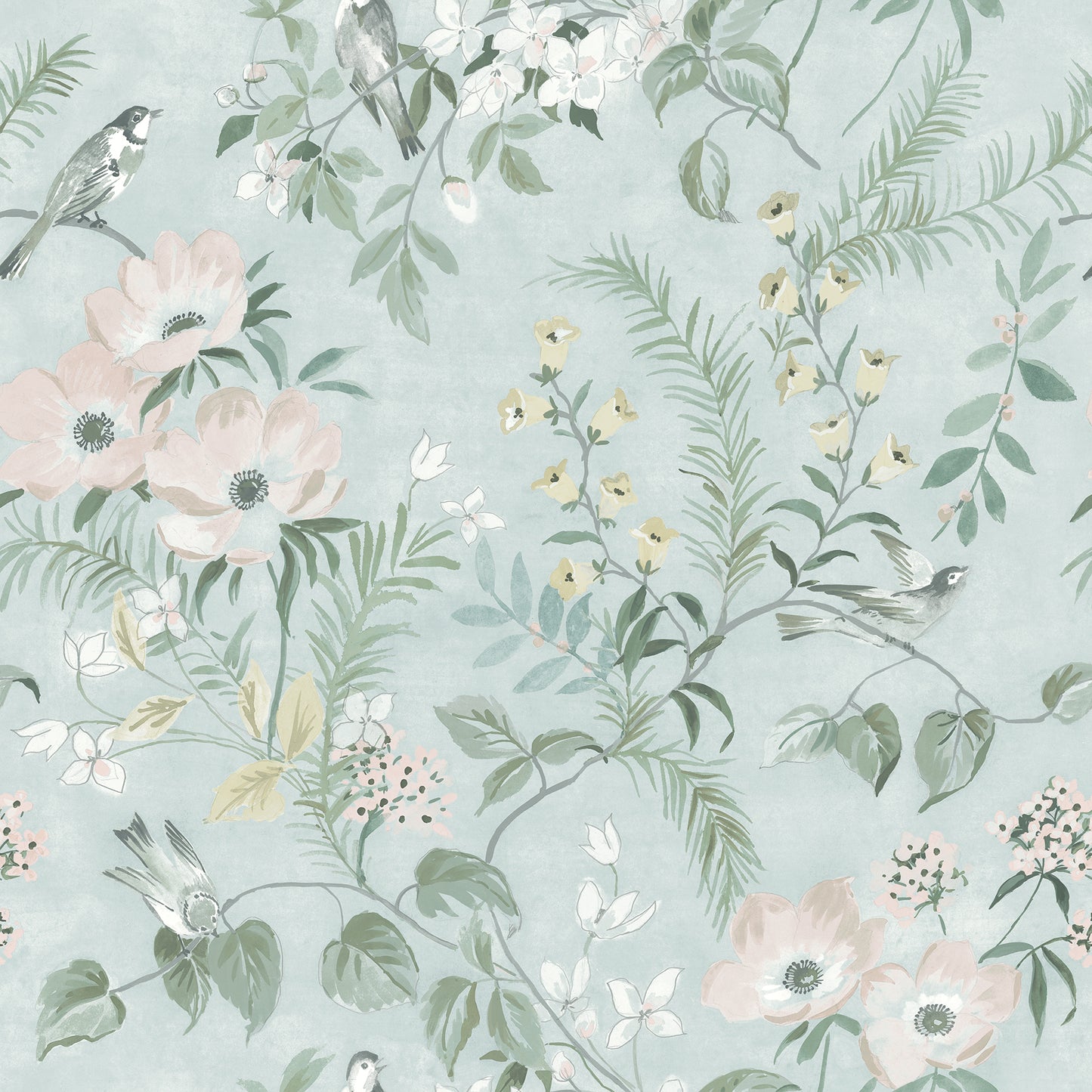 Chesapeake Frederique Mint Floral Wallpaper, 20.5-in by 33-ft