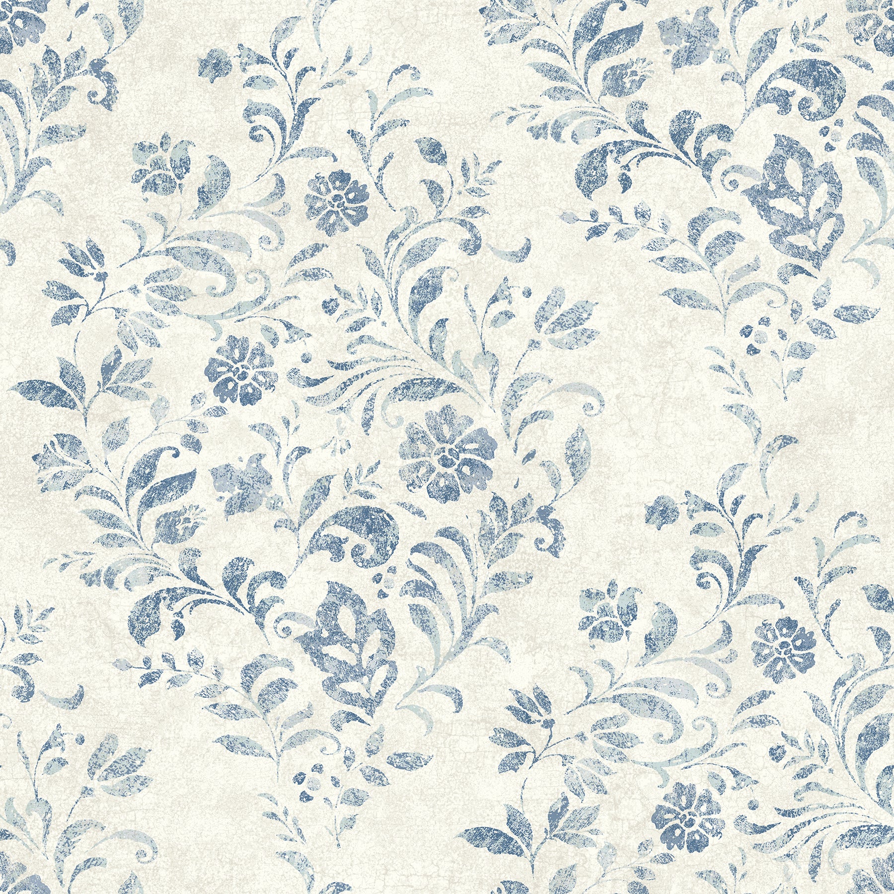 Chesapeake Isidore Blue Scroll Wallpaper, 20.5-in by 33-ft