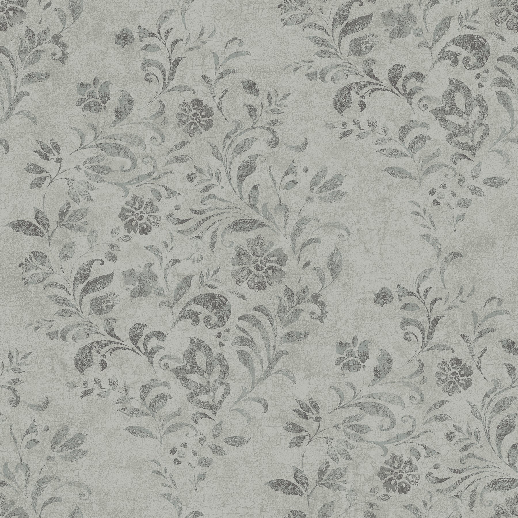 Chesapeake Isidore Grey Scroll Wallpaper, 20.5-in by 33-ft