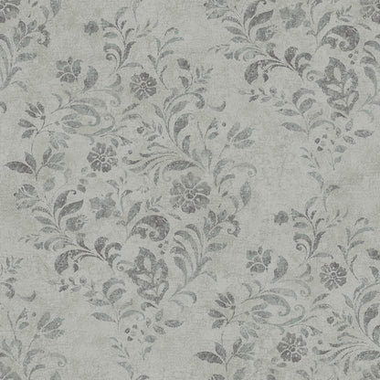 Chesapeake Isidore Grey Scroll Wallpaper, 20.5-in by 33-ft