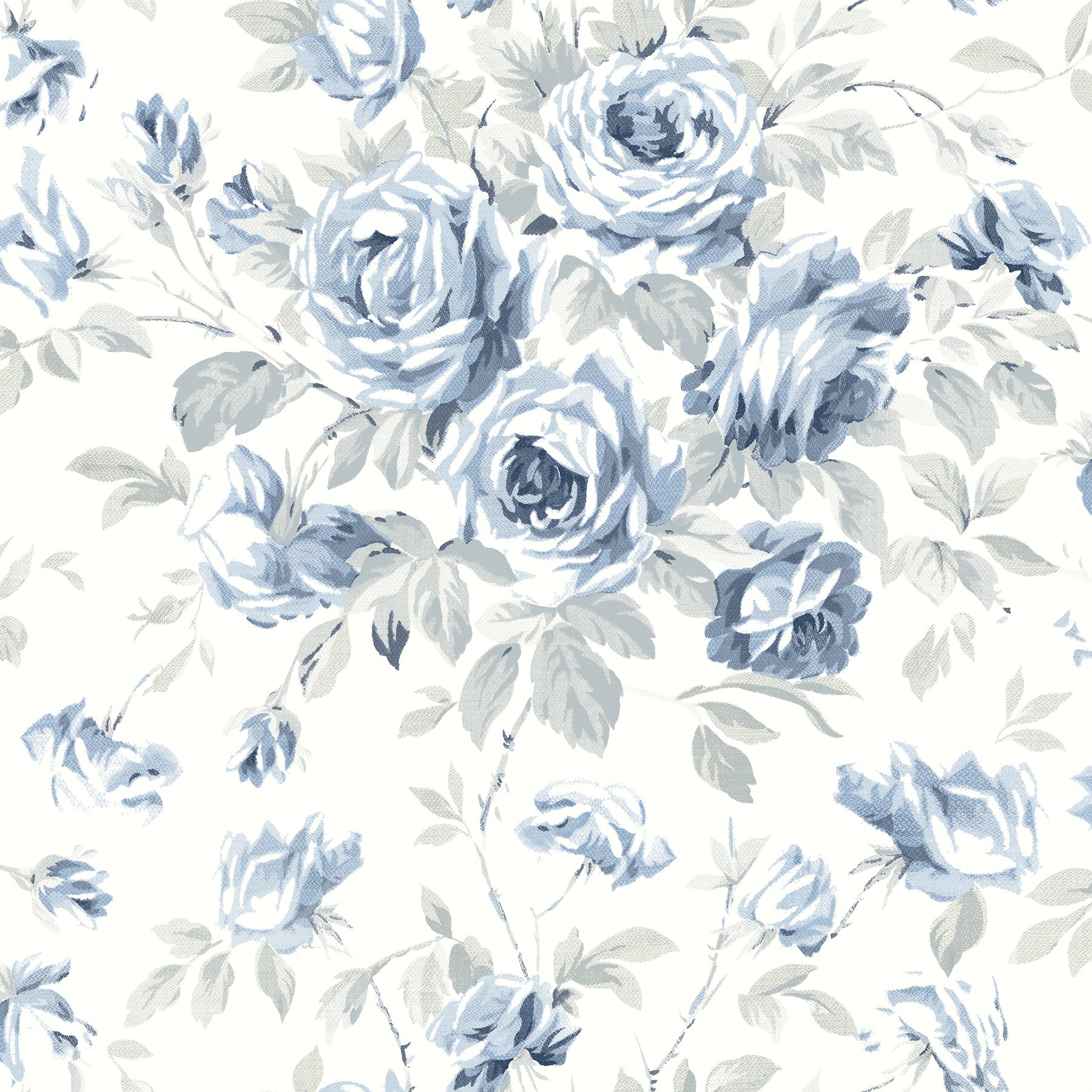 Chesapeake Manon Blue Rose Stitch Wallpaper, 20.5-in by 33-ft