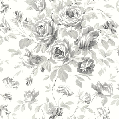 Chesapeake Manon Charcoal Rose Stitch Wallpaper, 20.5-in by 33-ft