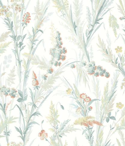 Chesapeake Hillaire Teal Meadow Wallpaper, 20.5-in by 33-ft