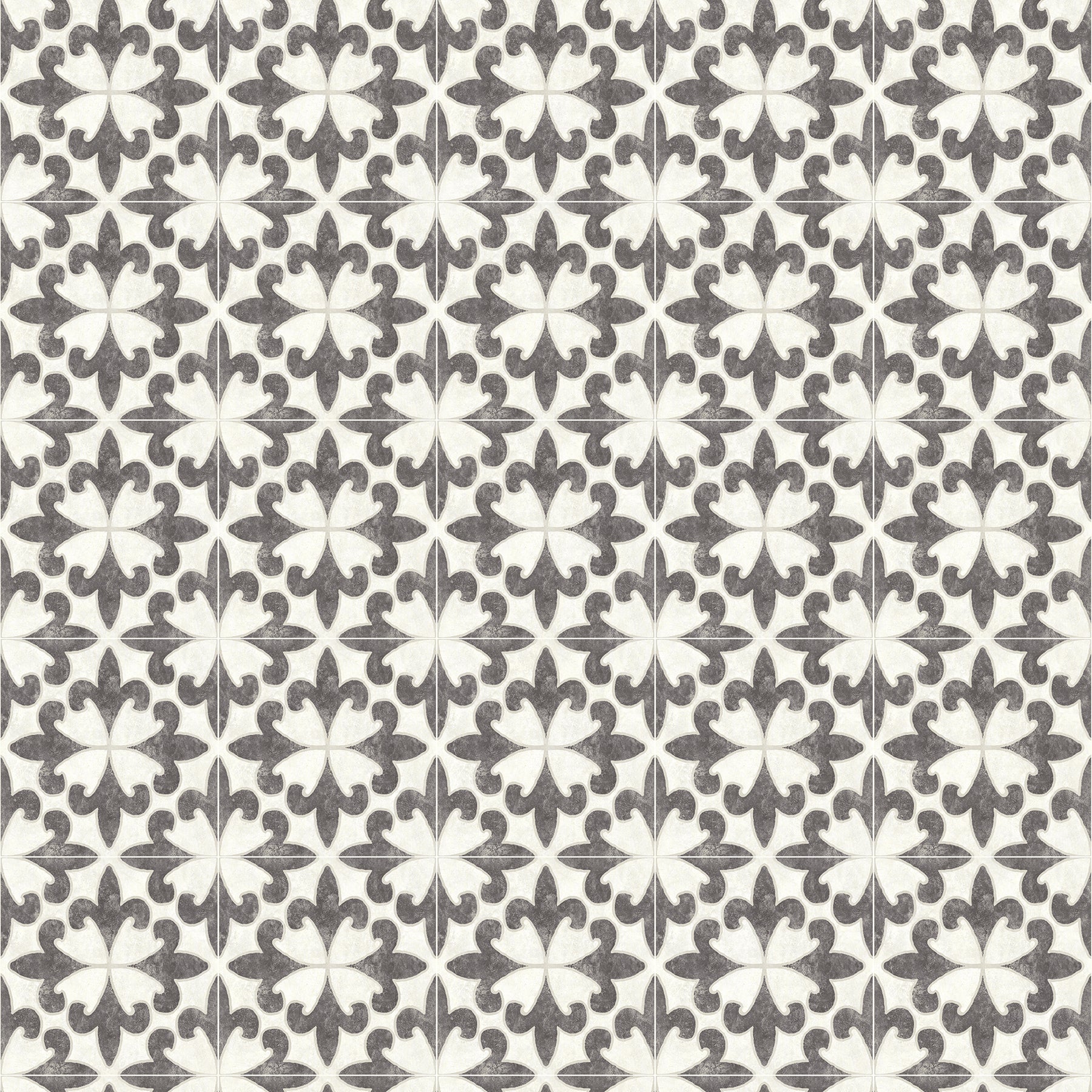 Chesapeake Remy Black Fleur Tile Wallpaper, 20.5-in by 33-ft