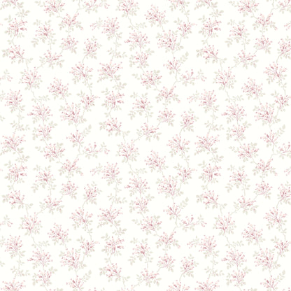 Chesapeake Sofiane Pink Botanical Trail Wallpaper, 20.5-in by 33-ft