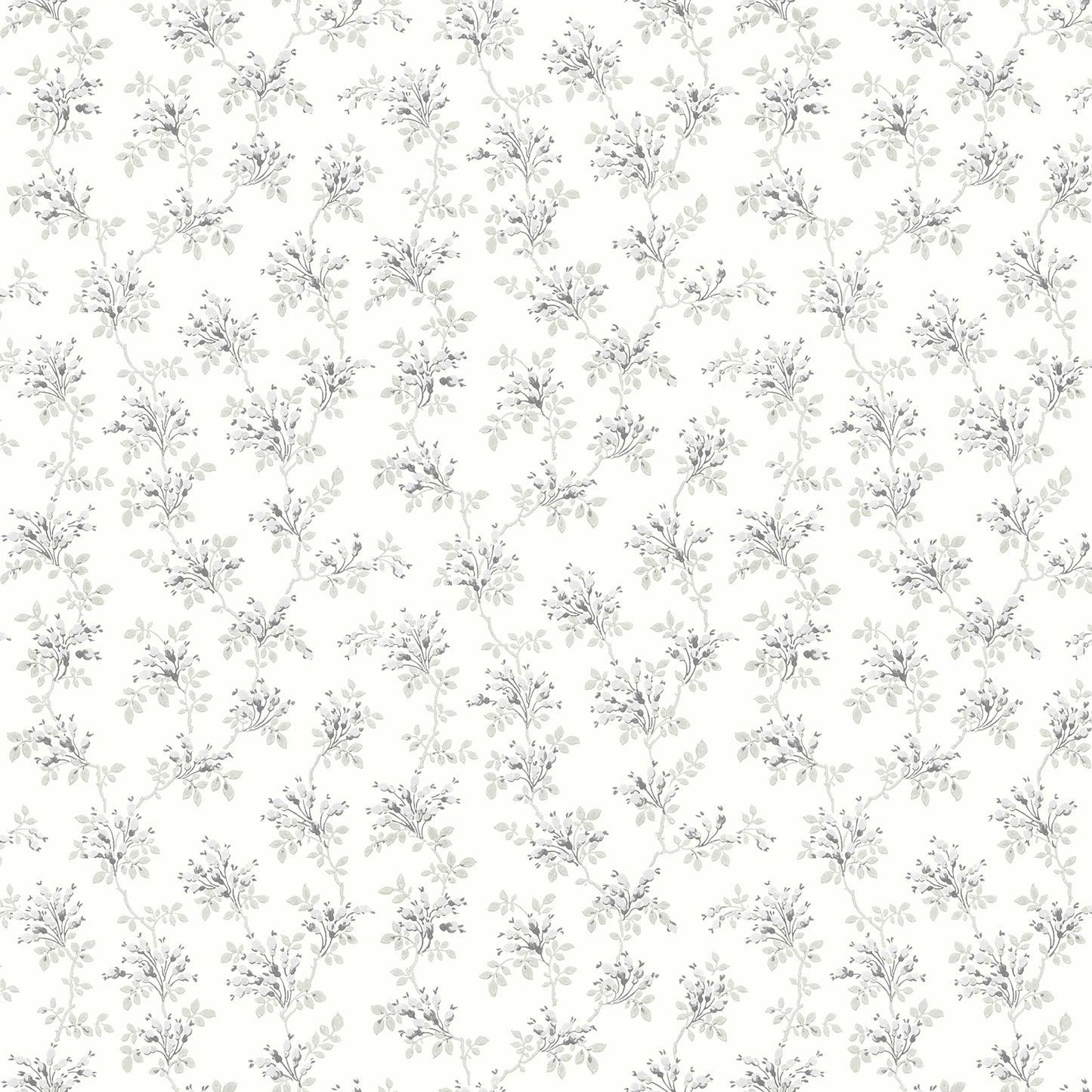 Chesapeake Sofiane Grey Botanical Trail Wallpaper, 20.5-in by 33-ft