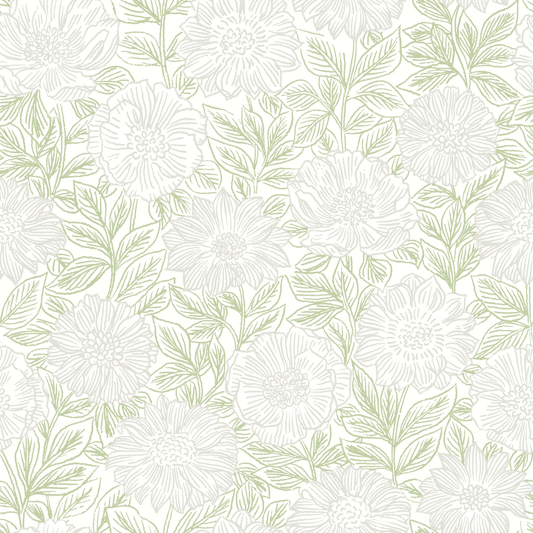 Chesapeake Faustin Green Floral Wallpaper, 20.5-in by 33-ft