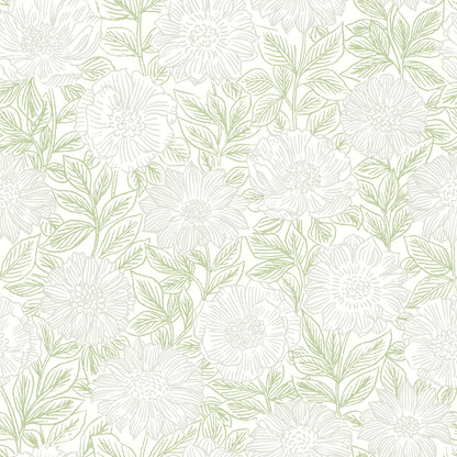 Chesapeake Faustin Green Floral Wallpaper, 20.5-in by 33-ft