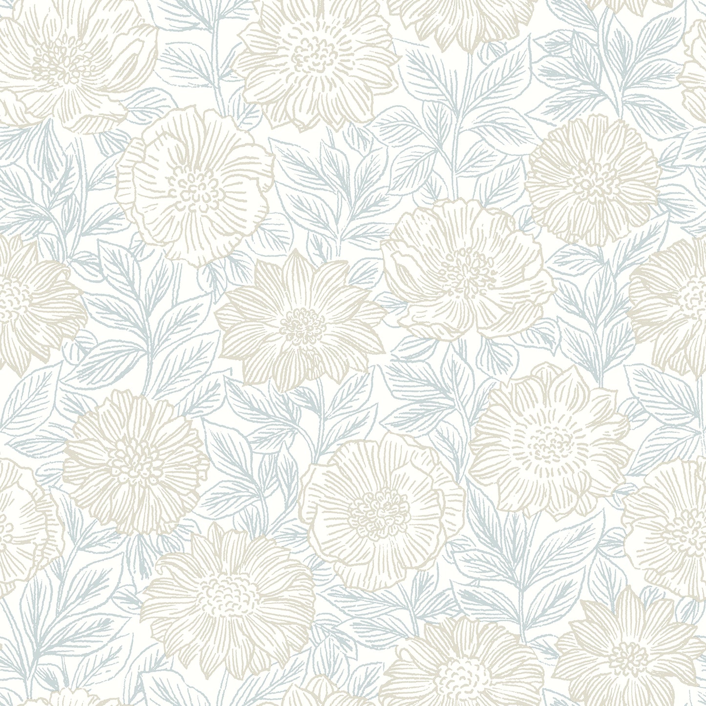 Chesapeake Faustin Neutral Floral Wallpaper, 20.5-in by 33-ft