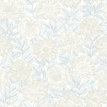 Chesapeake Faustin Neutral Floral Wallpaper, 20.5-in by 33-ft