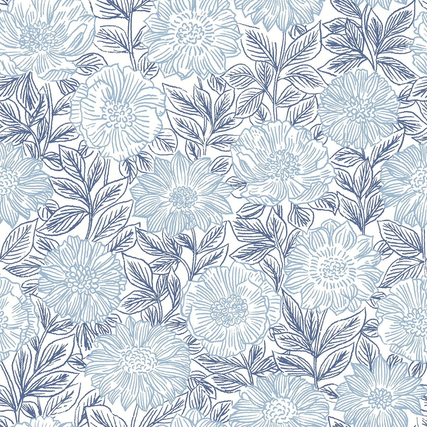 Chesapeake Faustin Navy Floral Wallpaper, 20.5-in by 33-ft