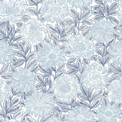 Chesapeake Faustin Navy Floral Wallpaper, 20.5-in by 33-ft